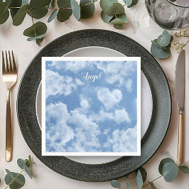 Heart Cloud Himlar Cute Roligt Modern Blue - eget  Pappersservett