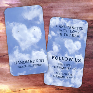 Heart Cloud Romantic Blå himmel Earring Visning Ca Visitkort