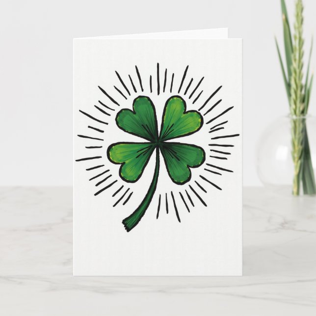 Heart Clover Burst Lyckokort Kort (Framsida)