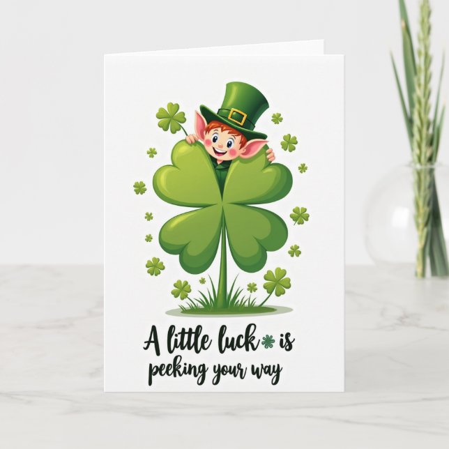 Heart Clover Luck Scenkort Kort (Framsida)