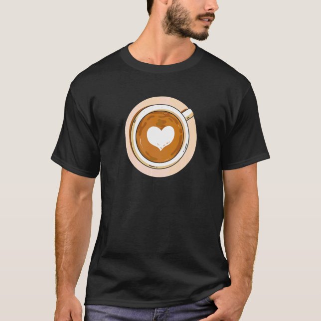 Heart Coffee Beans Caffeine Romantic Cappuccino Co T Shirt (Framsida)