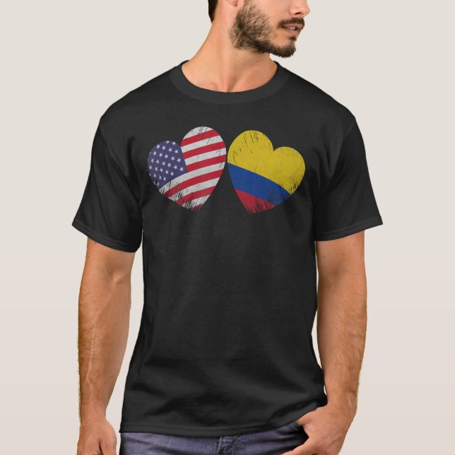 Heart Colombias Flagga Patriotic Family Hennes T Shirt (Framsida)