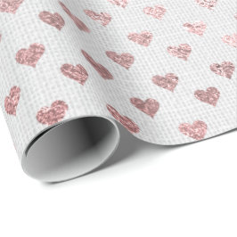Heart Confetti Guld Foxier White Rosa ros Linen Presentpapper
