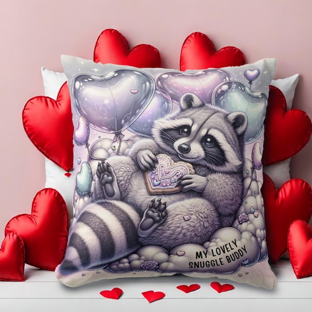 Heart Cookie Raccoon Valentiness Kudde (Skapare uppladdad)