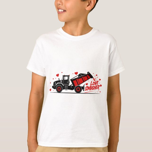 Heart Crasher Monster Lastbil Valentine Tee (Framsida)