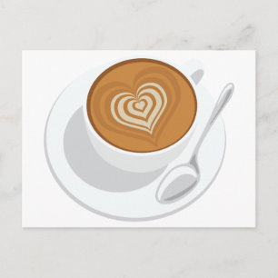 Heart Cream Coffee Vykort