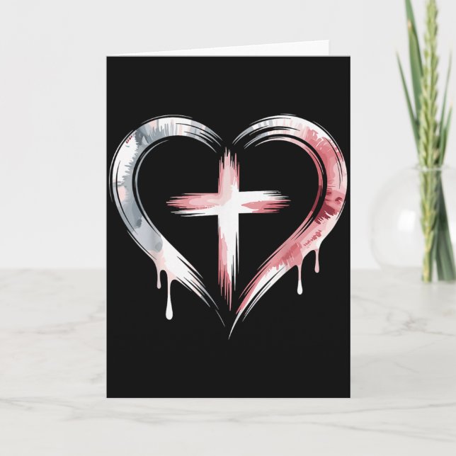 Heart Cross Christian Faith Love  Kort (Framsida)