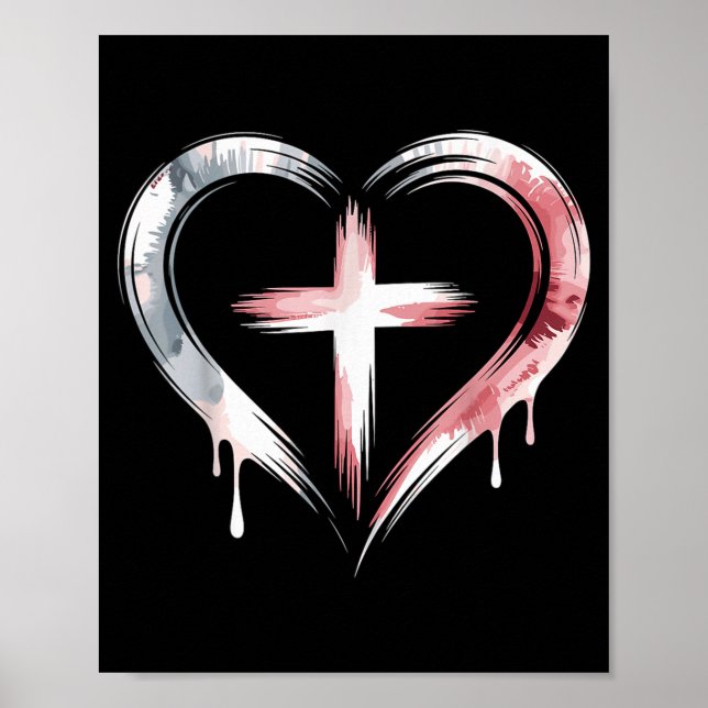 Heart Cross Christian Faith Love  Poster (Framsidan)