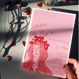 Heart Crown Girl – Galentine's Day Tjejkväll Inbjudningar