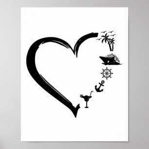 Heart Cruise Semester Fartyg Båt Par Älskare Vale Poster