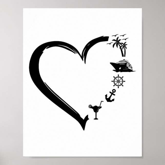 Heart Cruise Semester Fartyg Båt Par Älskare Vale Poster (Framsidan)