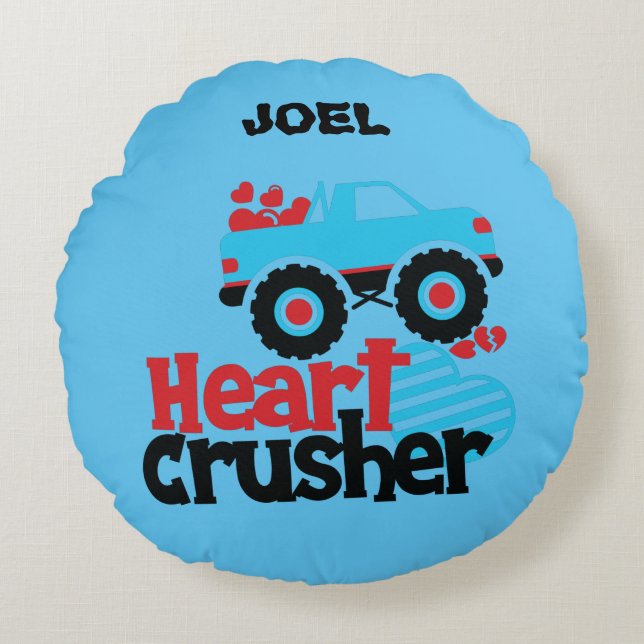 HEART CRUSHER LASTBIL PERSONLIG DEKORATIV KUDDE! R RUND KUDDE (Framsidan)