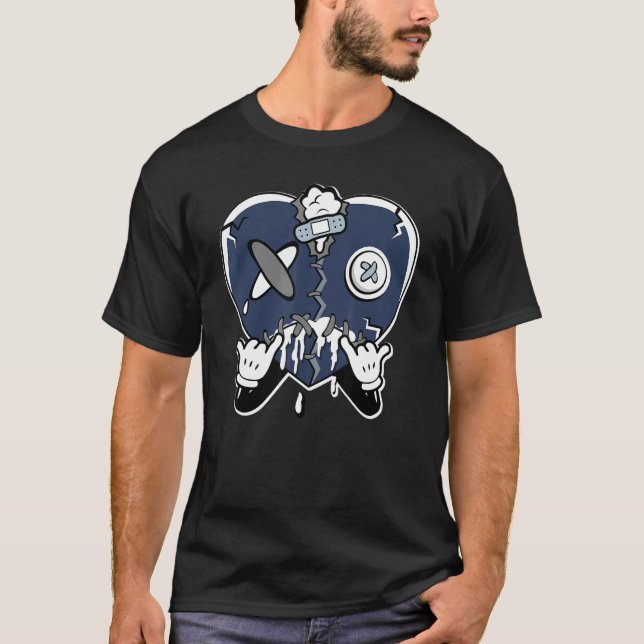 Heart Crying  Midnight Navy 6s Matching T Shirt (Framsida)