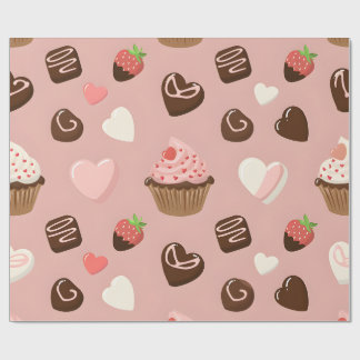 Heart Cupcake Chocolate Valentine Wrapping Presentpapper