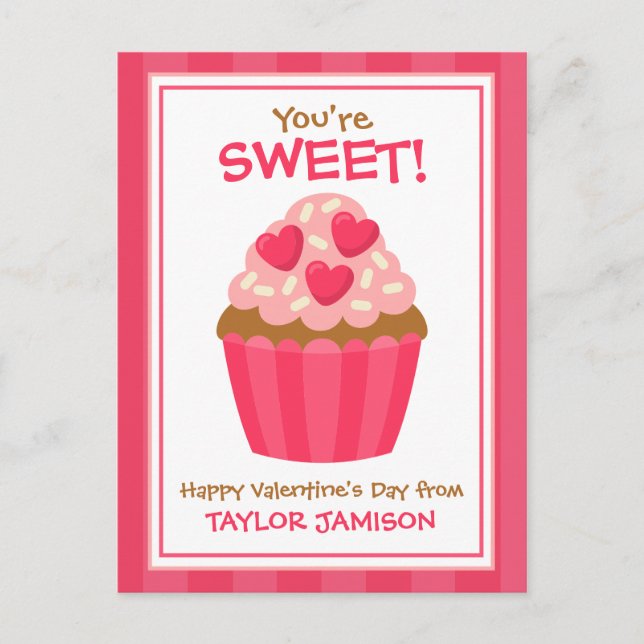 Heart Cupkaka Personlig Valentinkort Vykort (Framsida)