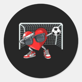 Heart Dab Valentines Day Soccer Player Lover For M Runt Klistermärke