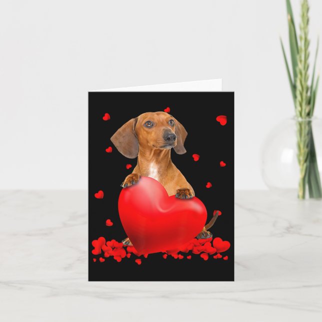 Heart Dachshund Hund älskare jul Valentines day Kort (Framsida)