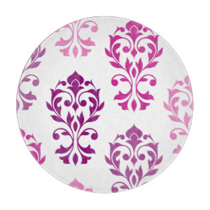 Heart Damask Art I Pinks Plums White