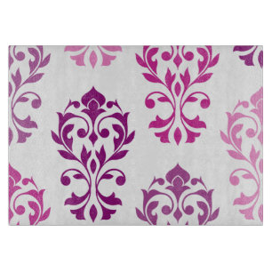 Heart Damask Art I Pinks Plums White