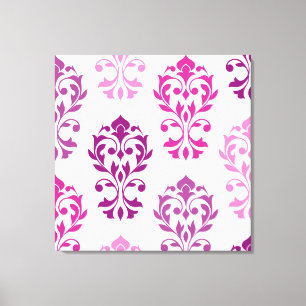 Heart Damask Art I Pinks Plums White Canvastryck
