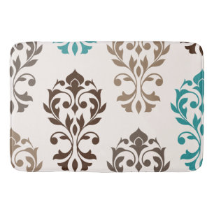 Heart Damask Art I Teal Cream Badrumsmatta