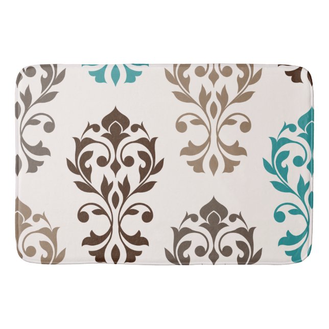 Heart Damask Art I  Teal Cream Badrumsmatta (Framsidan)