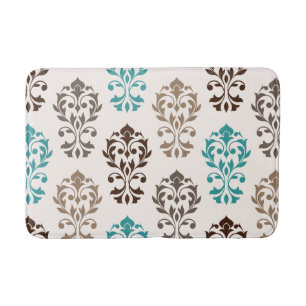 Heart Damask Art Ib Teal Cream Badrumsmatta