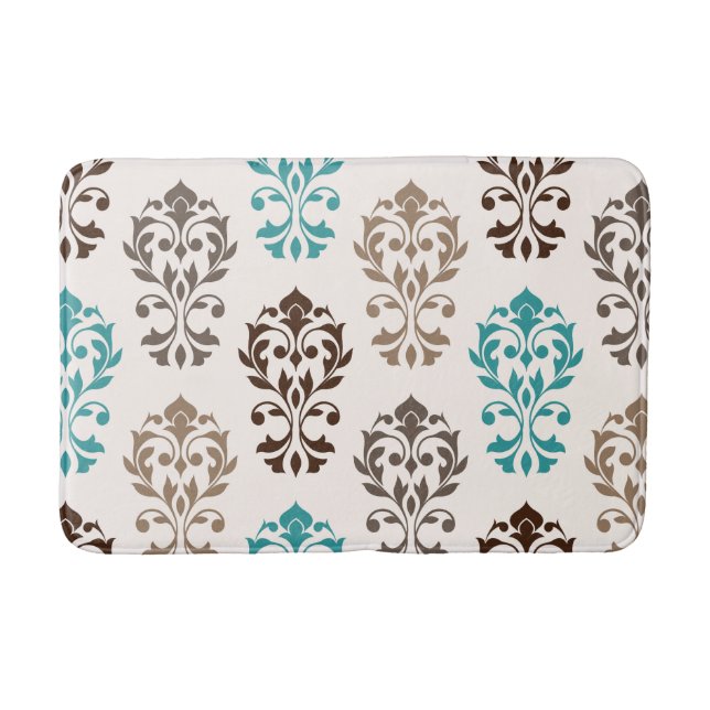 Heart Damask Art Ib  Teal Cream Badrumsmatta (Framsidan)