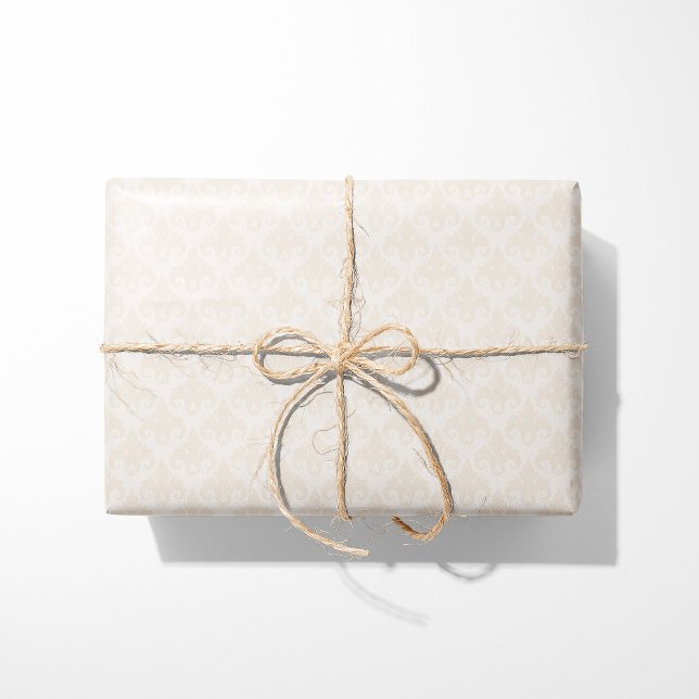Heart Damask Cream Presentpapper (Skapare uppladdad)