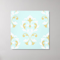 Heart Damask Lg Ptn II Cream & Guld på Blue