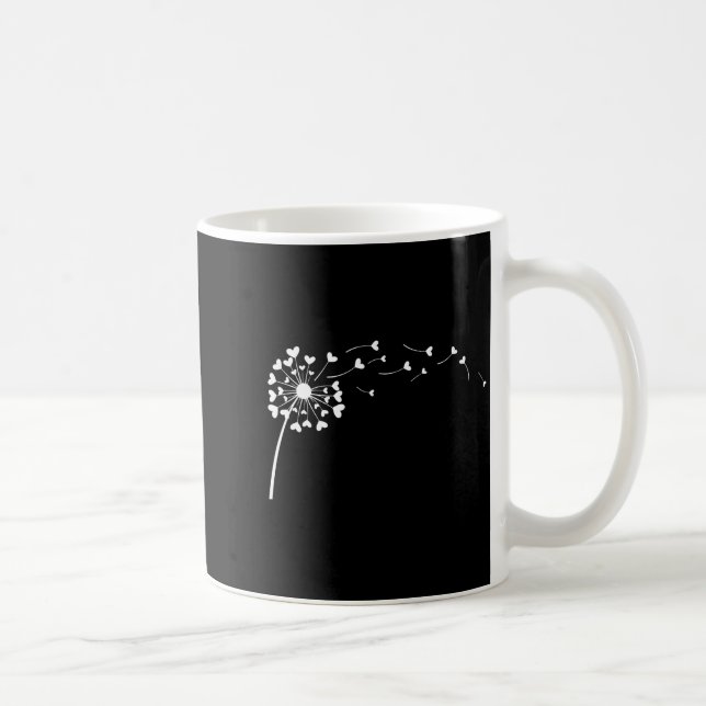 Heart Dandelion Flower Love Cute Valentines Day Wo Kaffemugg (Höger)