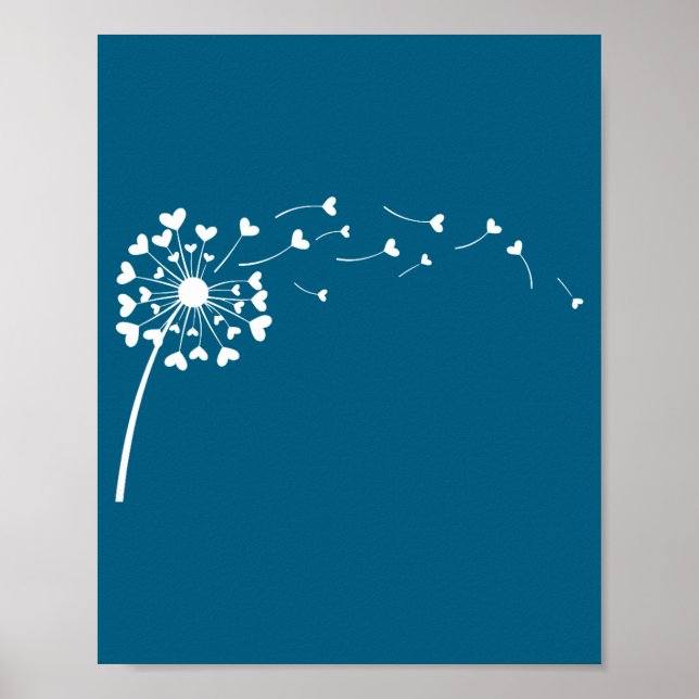Heart Dandelion Flower Love Cute Valentines Day Wo Poster (Framsidan)
