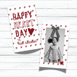 Heart Day Gingham Bow Valentines Classroom Card Anteckningskort