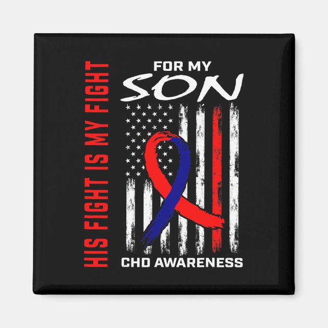 Heart Defect Chd Awareness Son USA American Flagga Magnet (Framsidan)