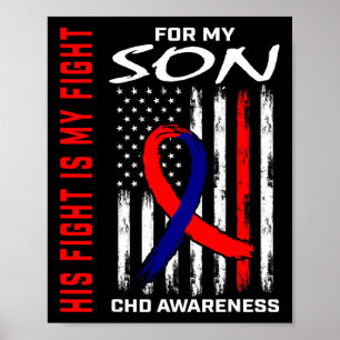 Heart Defect Chd Awareness Son USA American Flagga Poster