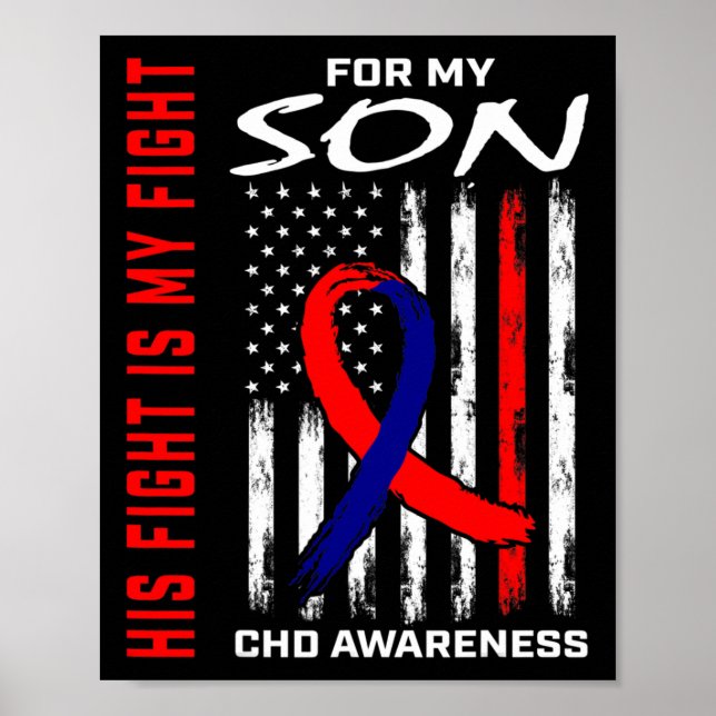 Heart Defect Chd Awareness Son USA American Flagga Poster (Framsidan)