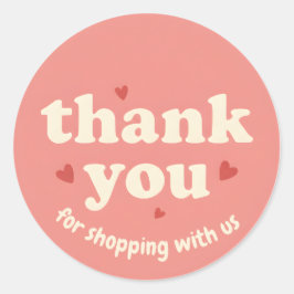Heart Design Thank You Business Sticker Runt Klistermärke