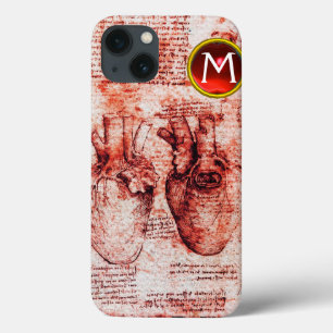 Heart, dess blodkärl Parchment Red Gem Monogram
