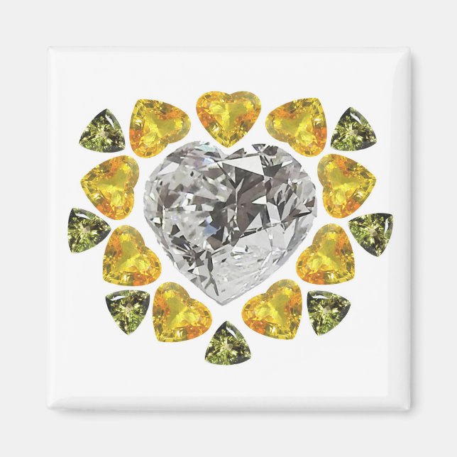 Heart Diamond Gemstone Art Magnet (Framsidan)