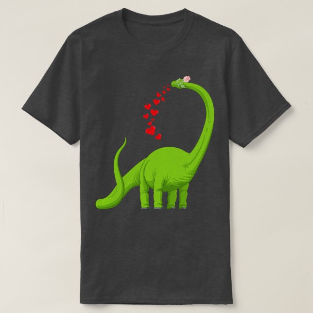 Heart Dinosaur Brachiosaurus Cute Valentines day T Shirt (Design framsida)