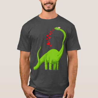 Heart Dinosaur Brachiosaurus Cute Valentines day T Shirt