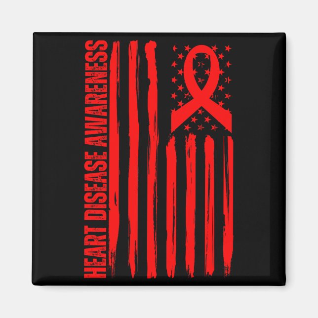 Heart Disease Awareness American Flag Chd Congenit Magnet (Framsidan)