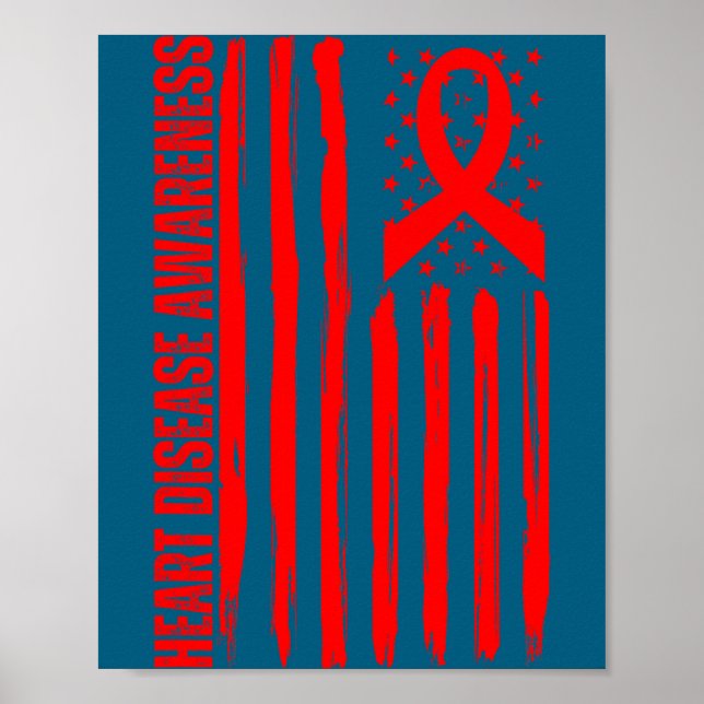 Heart Disease Awareness American Flag Chd Congenit Poster (Framsidan)