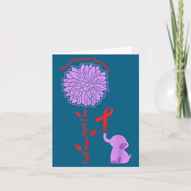 Heart Disease Awareness Faith Hope Fight Love Card Kort (Framsida)