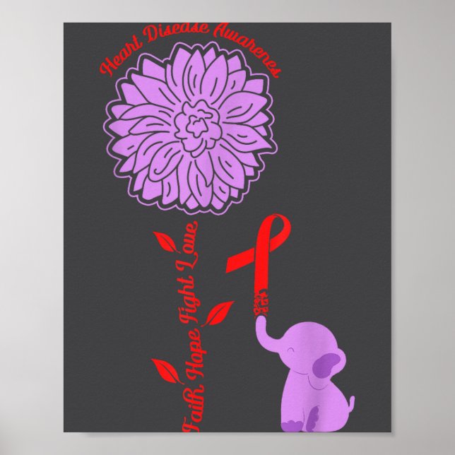 Heart Disease Awareness Faith Hope Fight Love Card Poster (Framsidan)