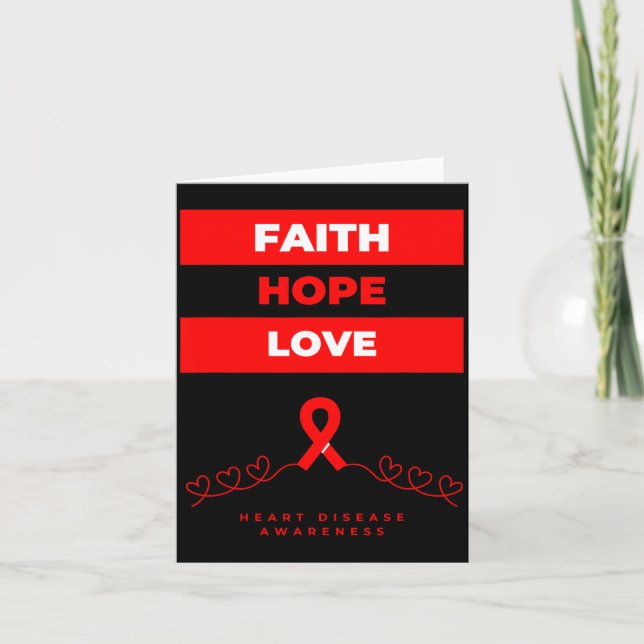Heart Disease Awareness Faith Hope Love Design  Kort (Framsida)