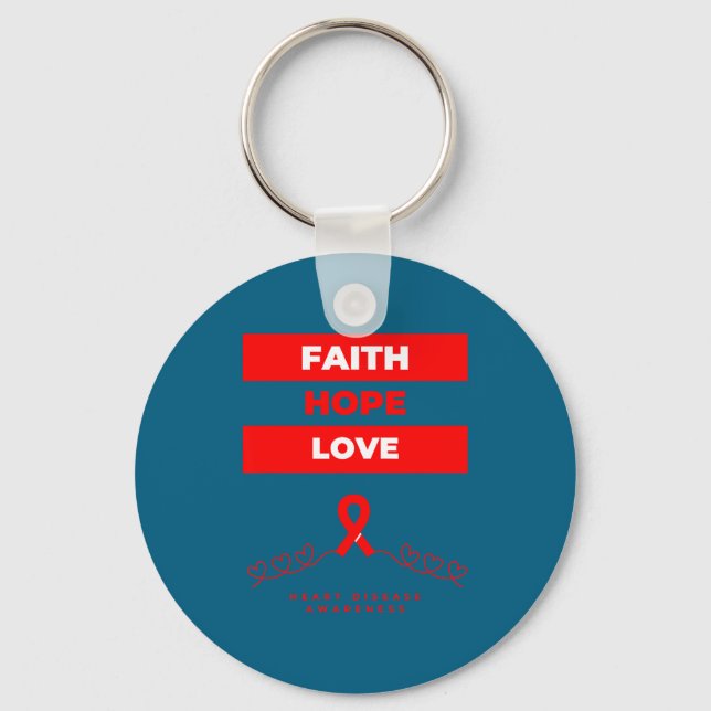 Heart Disease Awareness Faith Hope Love Design  Nyckelring (Framsida)
