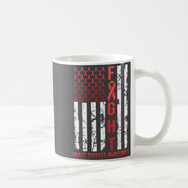 Heart Disease Awareness February Usa Flag Ribbon R Kaffemugg (Höger)