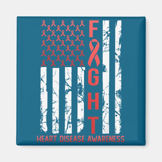 Heart Disease Awareness February Usa Flag Ribbon R Magnet (Framsidan)