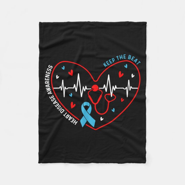 Heart Disease Awareness Heartbeat Survivor Warrior Fleecefilt (Framsidan)